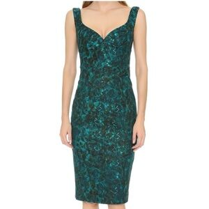 BLACK HALO Ally Sheath Dress Bonded Lace In Teal Size 2